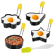 Professional Stainless Steel Pancake Ring Set Fried Egg Pancake Shapers With Orange Silicone Hand 0