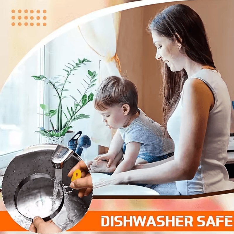 Professional Stainless Steel Pancake Ring Set Fried Egg Pancake Shapers With Orange Silicone Hand 4