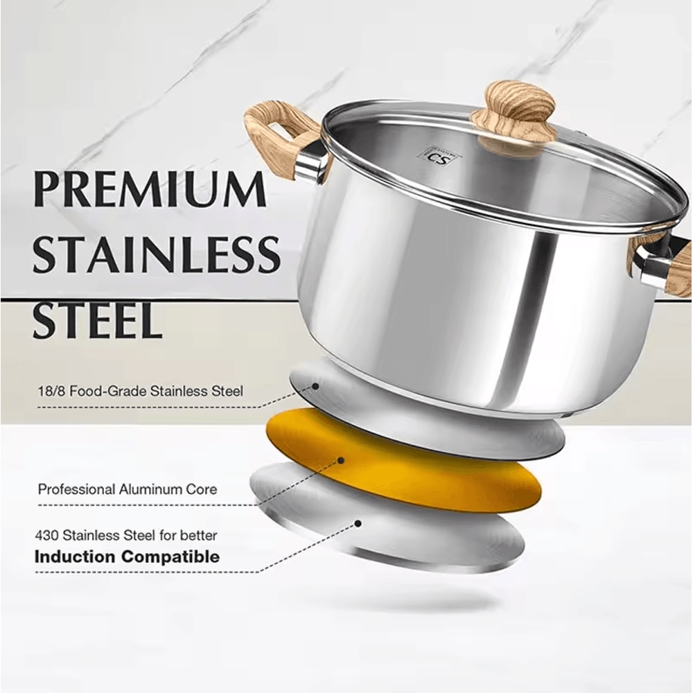 4 Quart TriPly Stainless Steel Soup Pot Induction Compatible Stock Pot 3