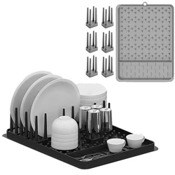 adjustable silicone dish drying rack – kitchen dish drainer organizer