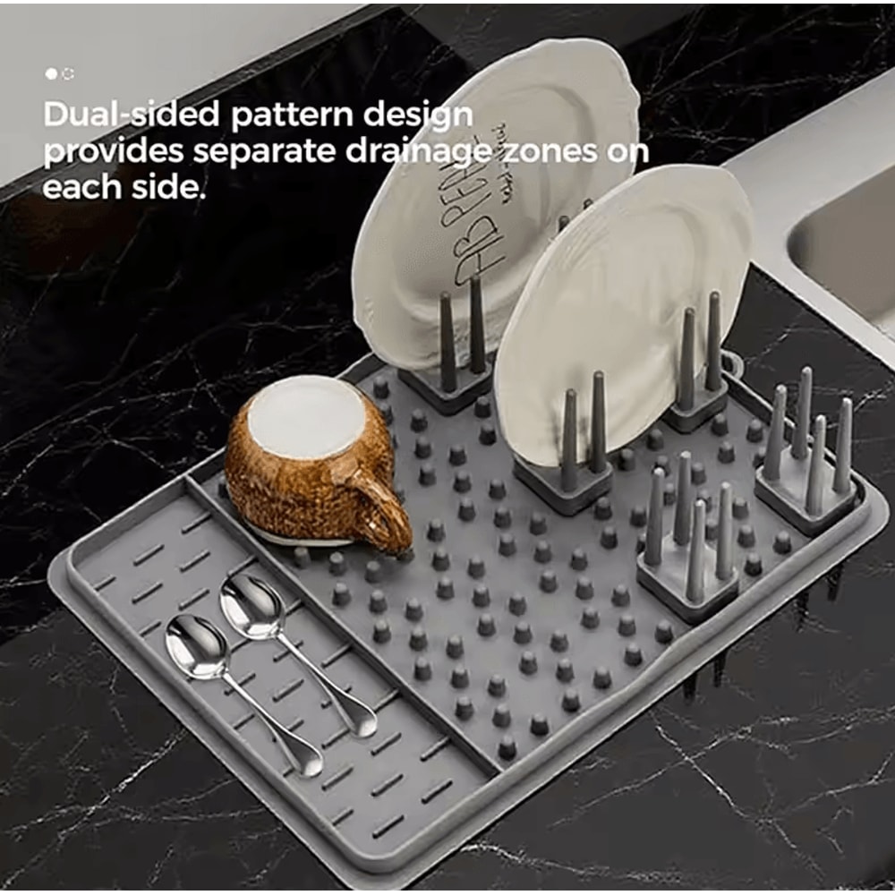 Adjustable Silicone Dish Drying Rack Kitchen Dish Drainer Organizer 2