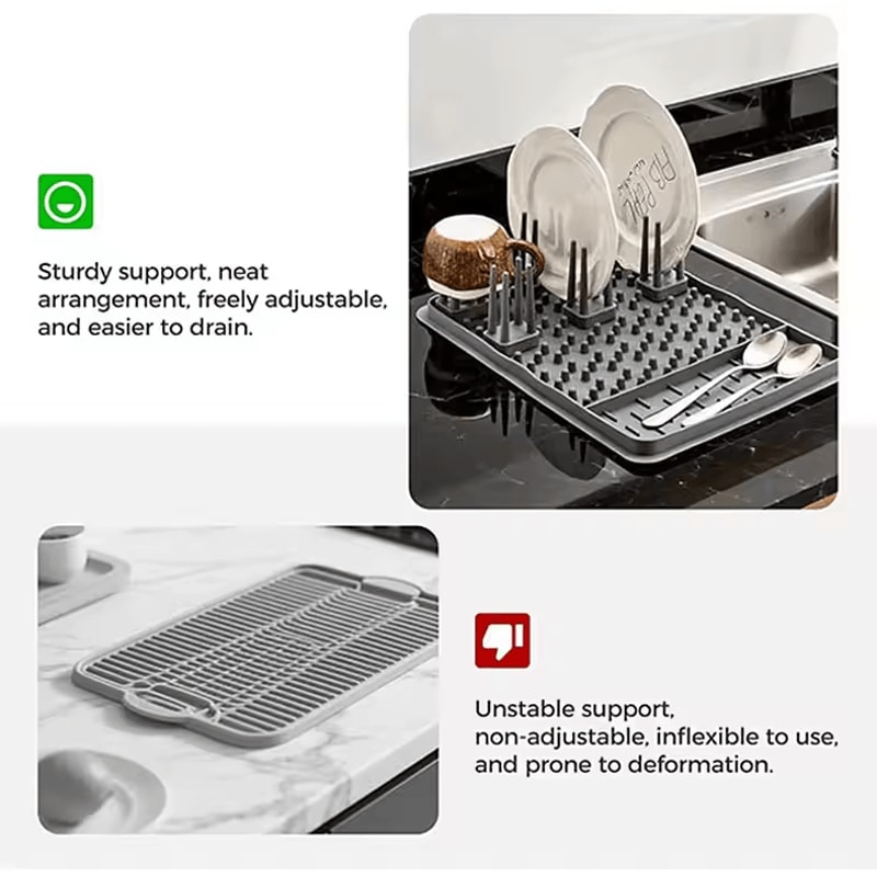 Adjustable Silicone Dish Drying Rack Kitchen Dish Drainer Organizer 3