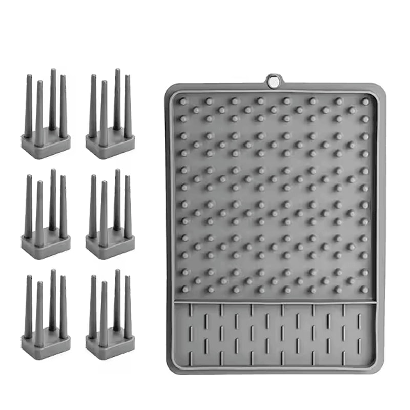 Adjustable Silicone Dish Drying Rack Kitchen Dish Drainer Organizer 6