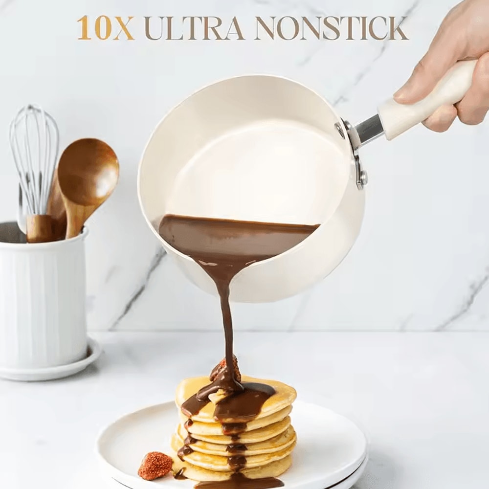 Premium Nonstick Cream Sauce Pan With Lid 1 QT Milk Pot For Soup Cooking 2