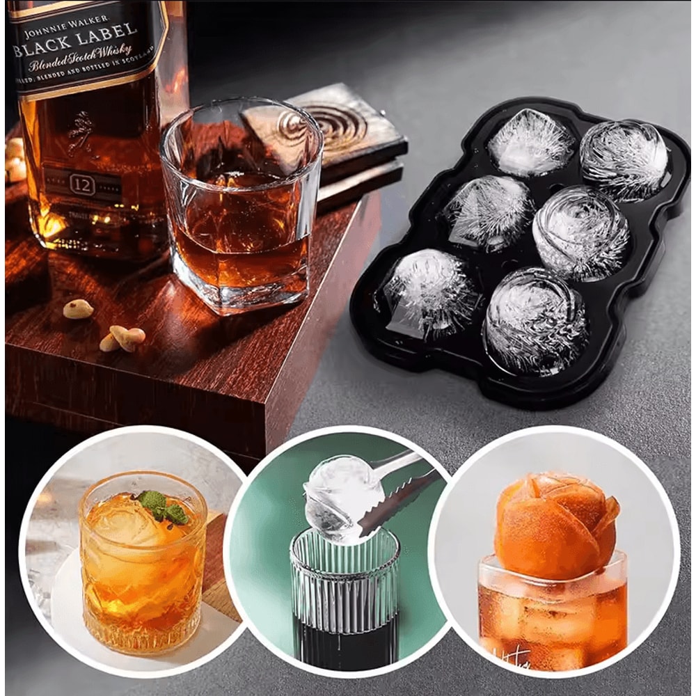 Premium Silicone Ice Cube Trays With Lid Rose Diamond Ice Ball Maker For Cocktails 0
