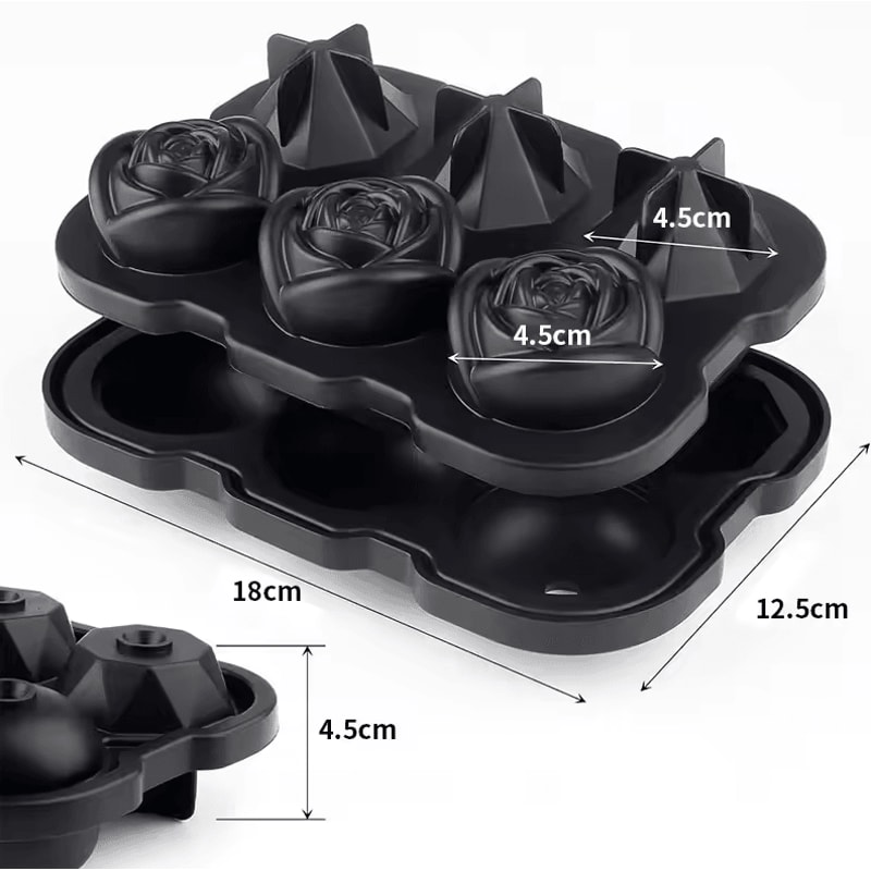 Premium Silicone Ice Cube Trays With Lid Rose Diamond Ice Ball Maker For Cocktails 3