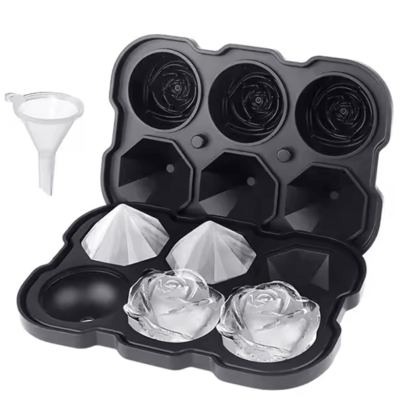 Premium Silicone Ice Cube Trays With Lid Rose Diamond Ice Ball Maker For Cocktails 5