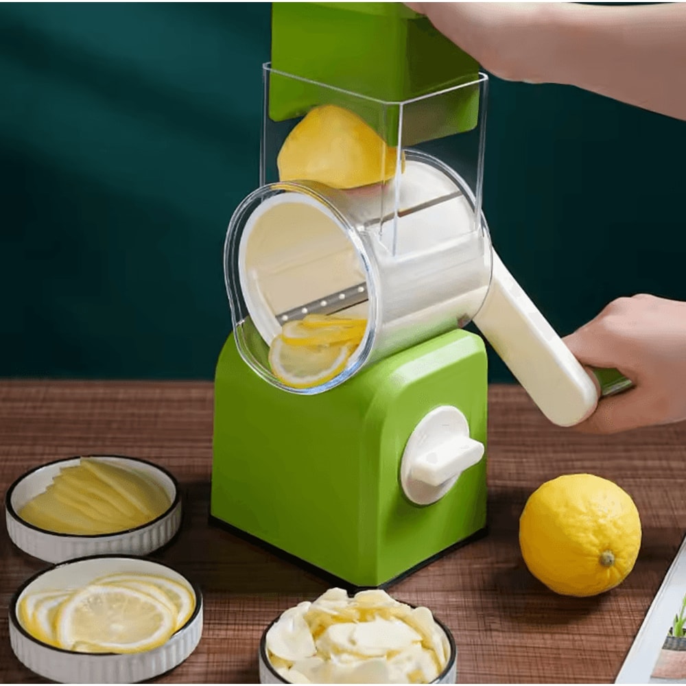 Rotary Cheese Grater Shredder Hand Crank Kitchen Mandolin With 3 Drum Blades 0