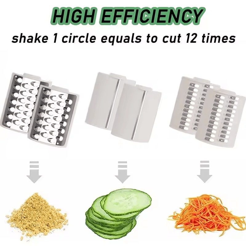 Rotary Cheese Grater Shredder Hand Crank Kitchen Mandolin With 3 Drum Blades 2