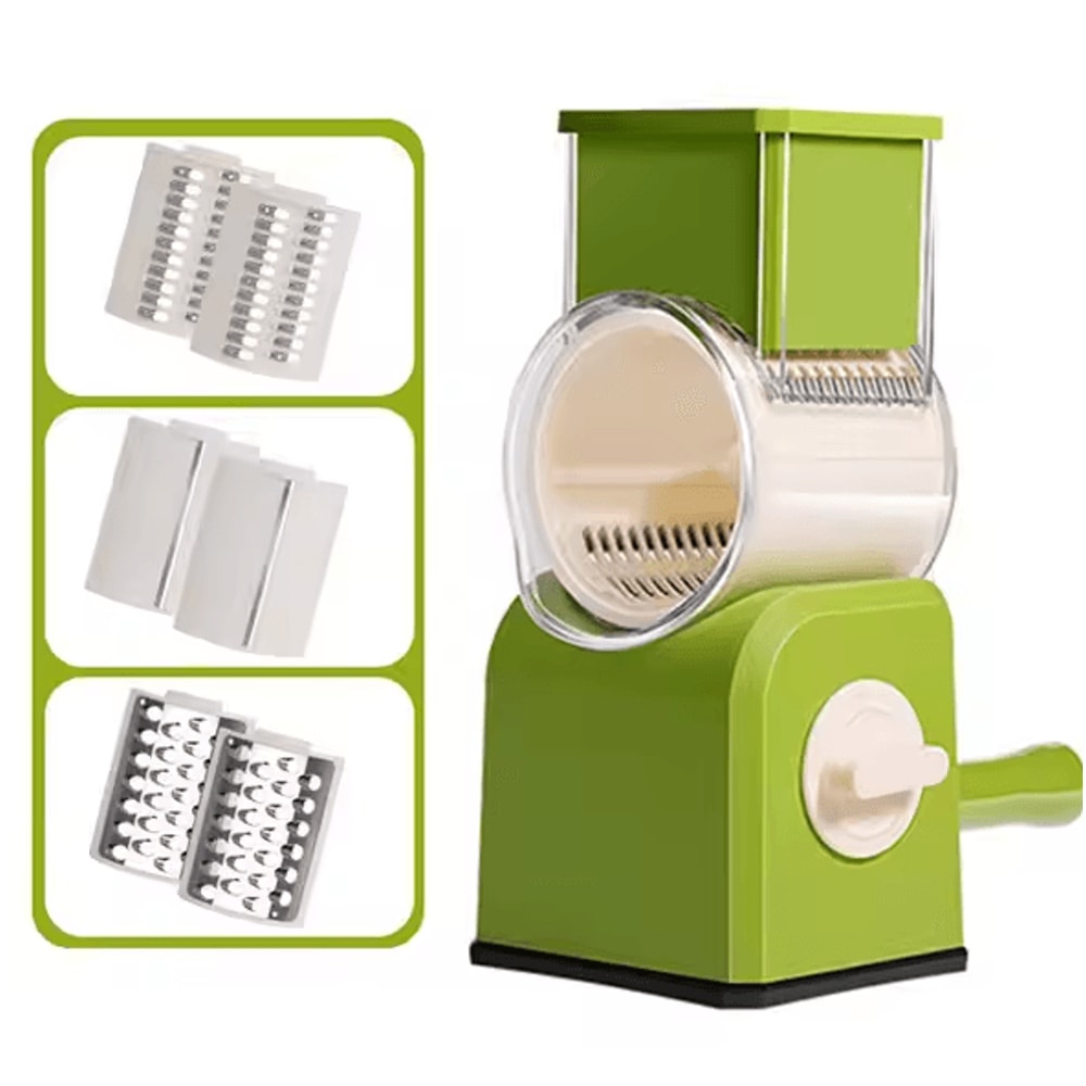 Rotary Cheese Grater Shredder Hand Crank Kitchen Mandolin With 3 Drum Blades 5