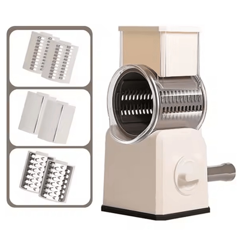 Rotary Cheese Grater Shredder Hand Crank Kitchen Mandolin With 3 Drum Blades 6