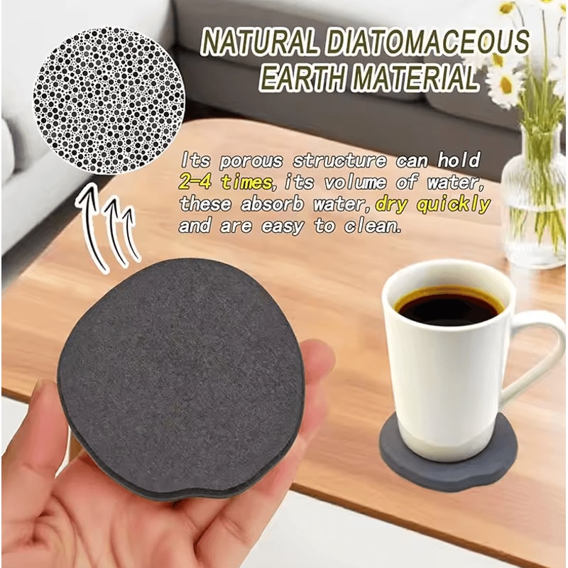 Modern Diatomaceous Earth Coaster Set Absorbent QuickDry Drink Coffee Coasters 1