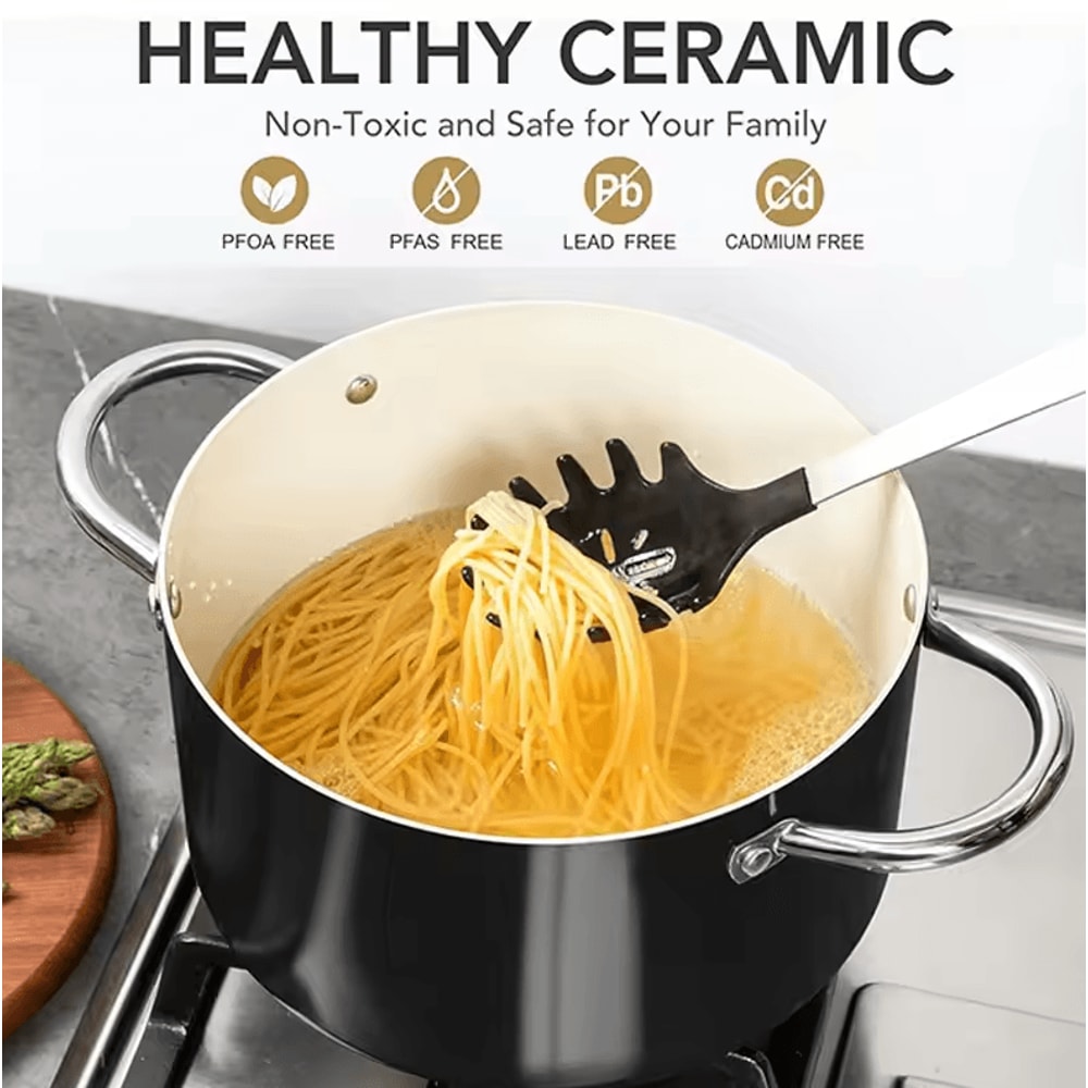 6 Quart Nonstick Ceramic Coated Soup Stock Pot Induction Cooking Pot 1