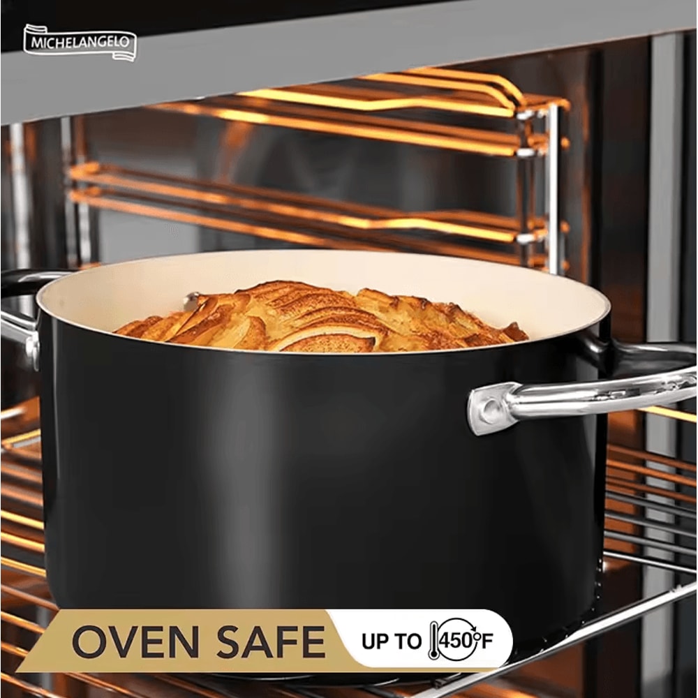 6 Quart Nonstick Ceramic Coated Soup Stock Pot Induction Cooking Pot 2