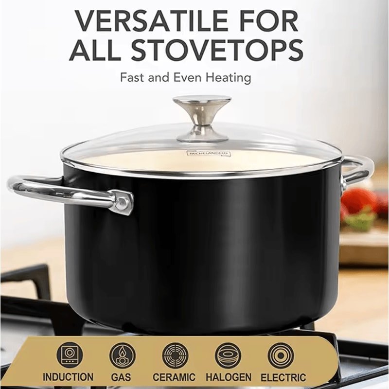 6 Quart Nonstick Ceramic Coated Soup Stock Pot Induction Cooking Pot 3