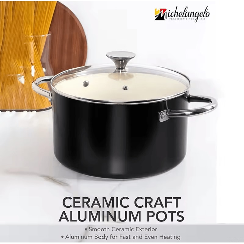 6 Quart Nonstick Ceramic Coated Soup Stock Pot Induction Cooking Pot 4