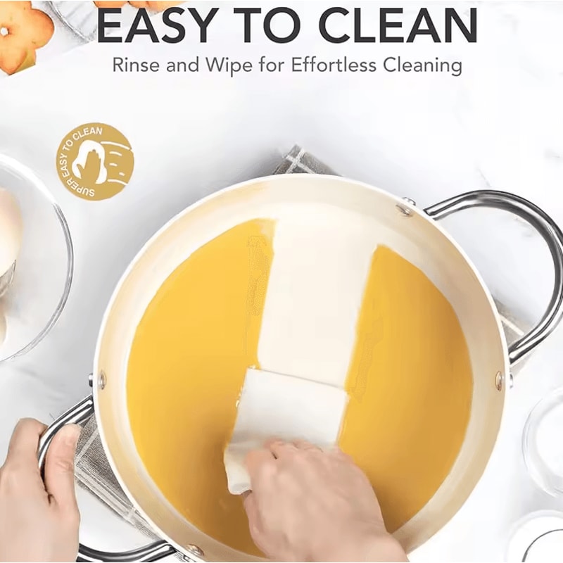 6 Quart Nonstick Ceramic Coated Soup Stock Pot Induction Cooking Pot 5