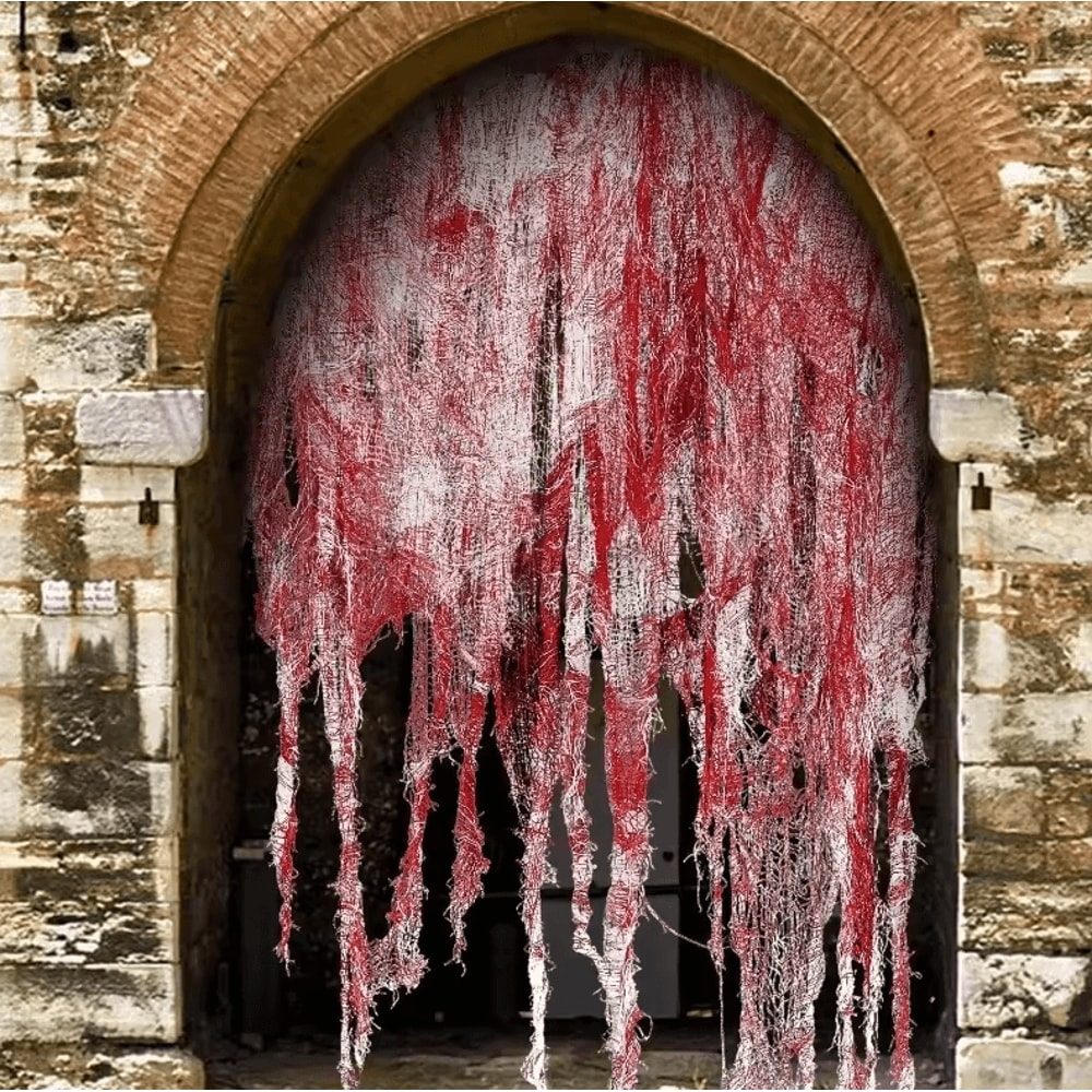 Horror Bloody Door Curtain 30 By 72inches Red Halloween Haunted House Decoration 0