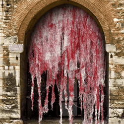 horror bloody door curtain – 30 by 72inches red halloween haunted house decoration