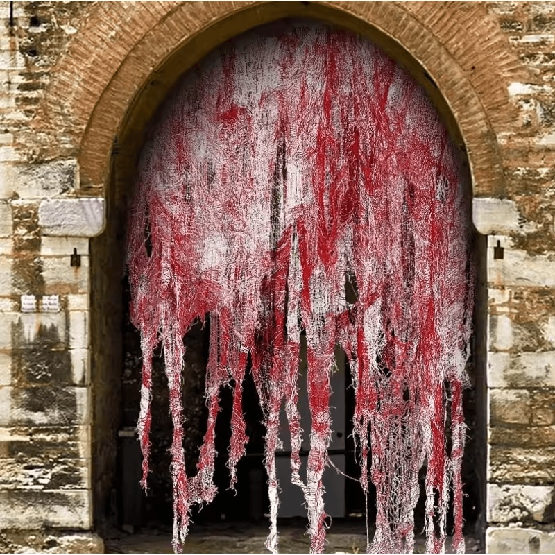 Horror Bloody Door Curtain 30 By 72inches Red Halloween Haunted House Decoration 0