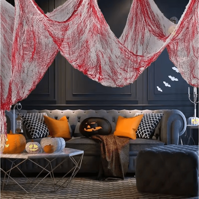 Horror Bloody Door Curtain 30 By 72inches Red Halloween Haunted House Decoration 2