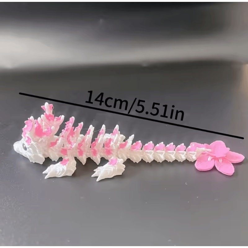 Vibrant 3D Printed Cherry Blossom Dragon Statue Colorful Fantasy Figurine Decor 3