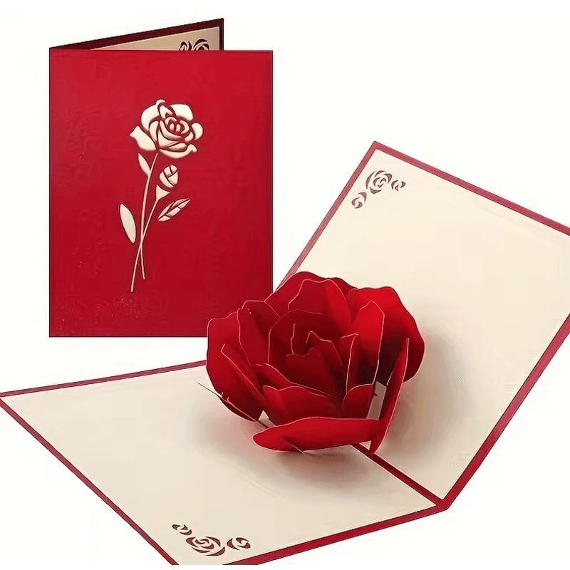 Elegant 3D PopUp Rose Birthday Card With Envelope Perfect For Special Occasions 0