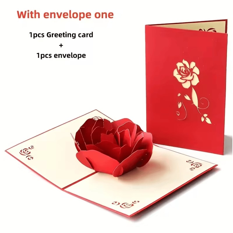 Elegant 3D PopUp Rose Birthday Card With Envelope Perfect For Special Occasions 1