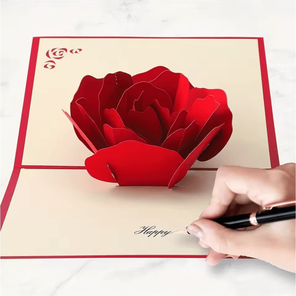 Elegant 3D PopUp Rose Birthday Card With Envelope Perfect For Special Occasions 2