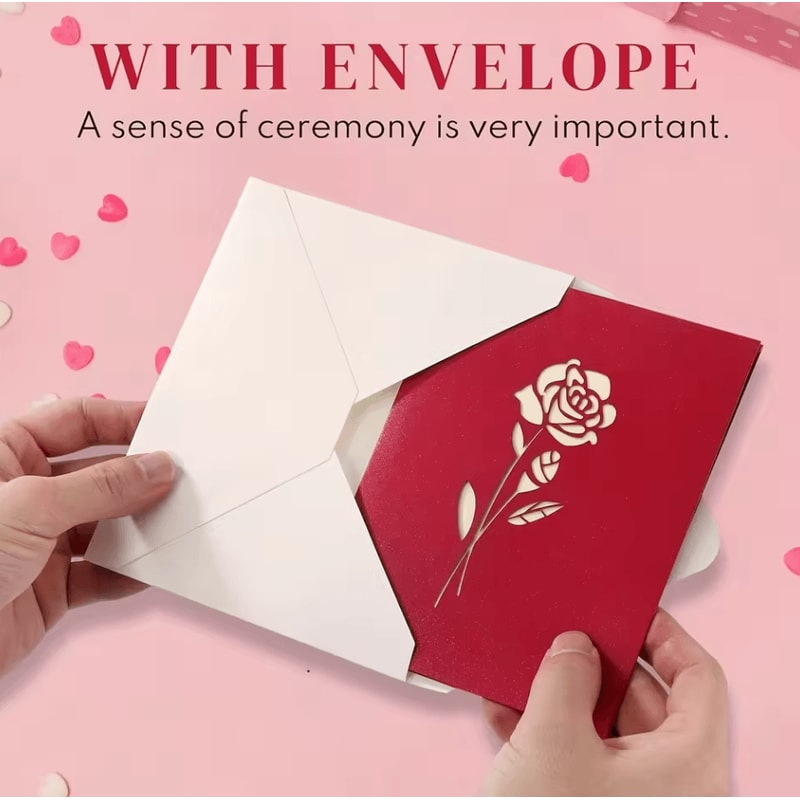 Elegant 3D PopUp Rose Birthday Card With Envelope Perfect For Special Occasions 3