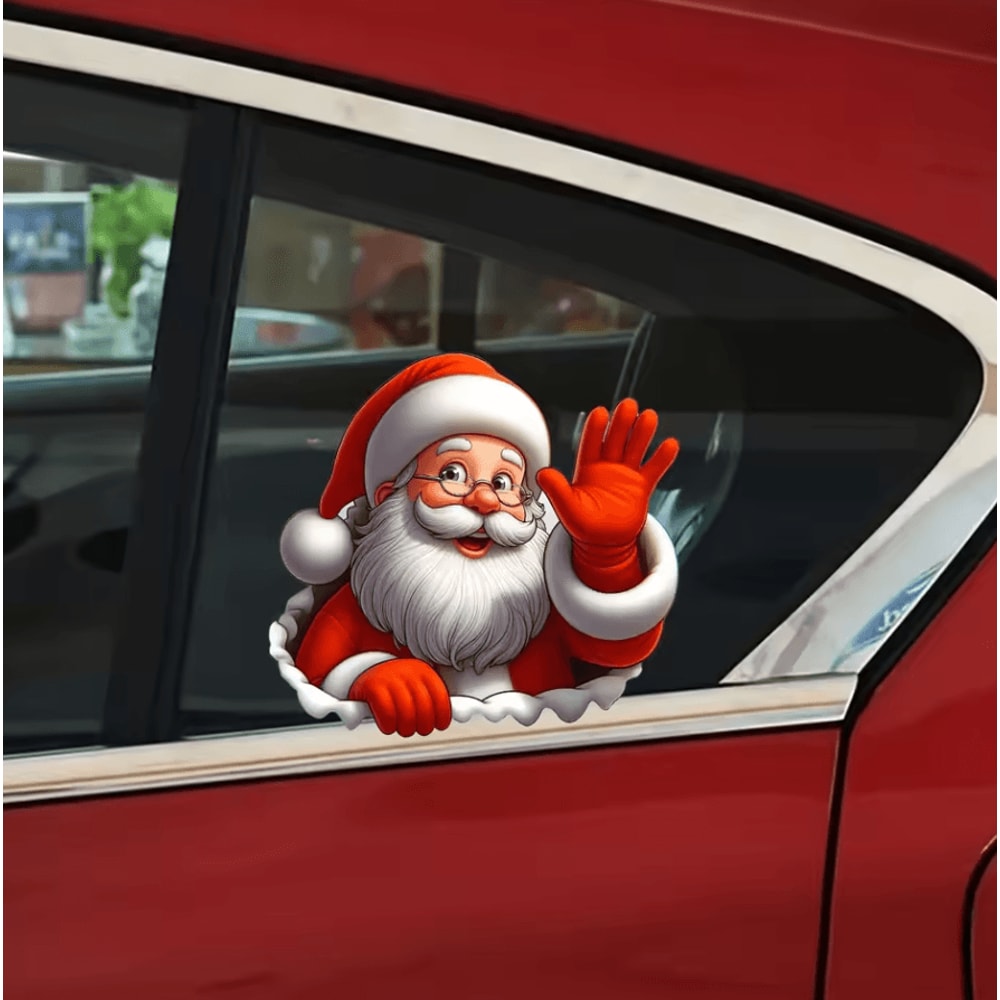 Santa Claus Waving Sticker Christmas Decorative Adhesive Decal For Cars Windows 0