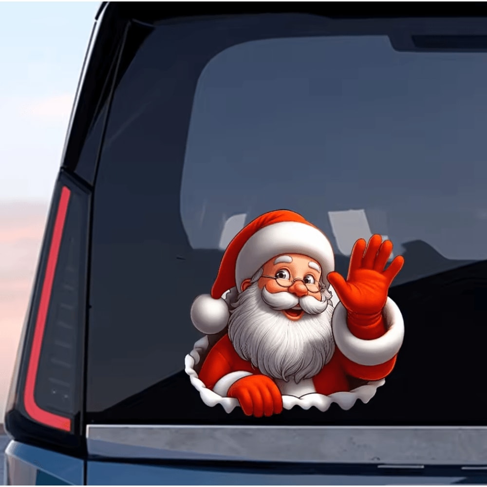 Santa Claus Waving Sticker Christmas Decorative Adhesive Decal For Cars Windows 1