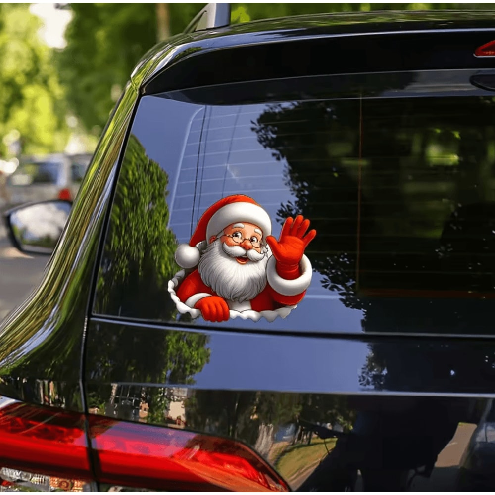 Santa Claus Waving Sticker Christmas Decorative Adhesive Decal For Cars Windows 3