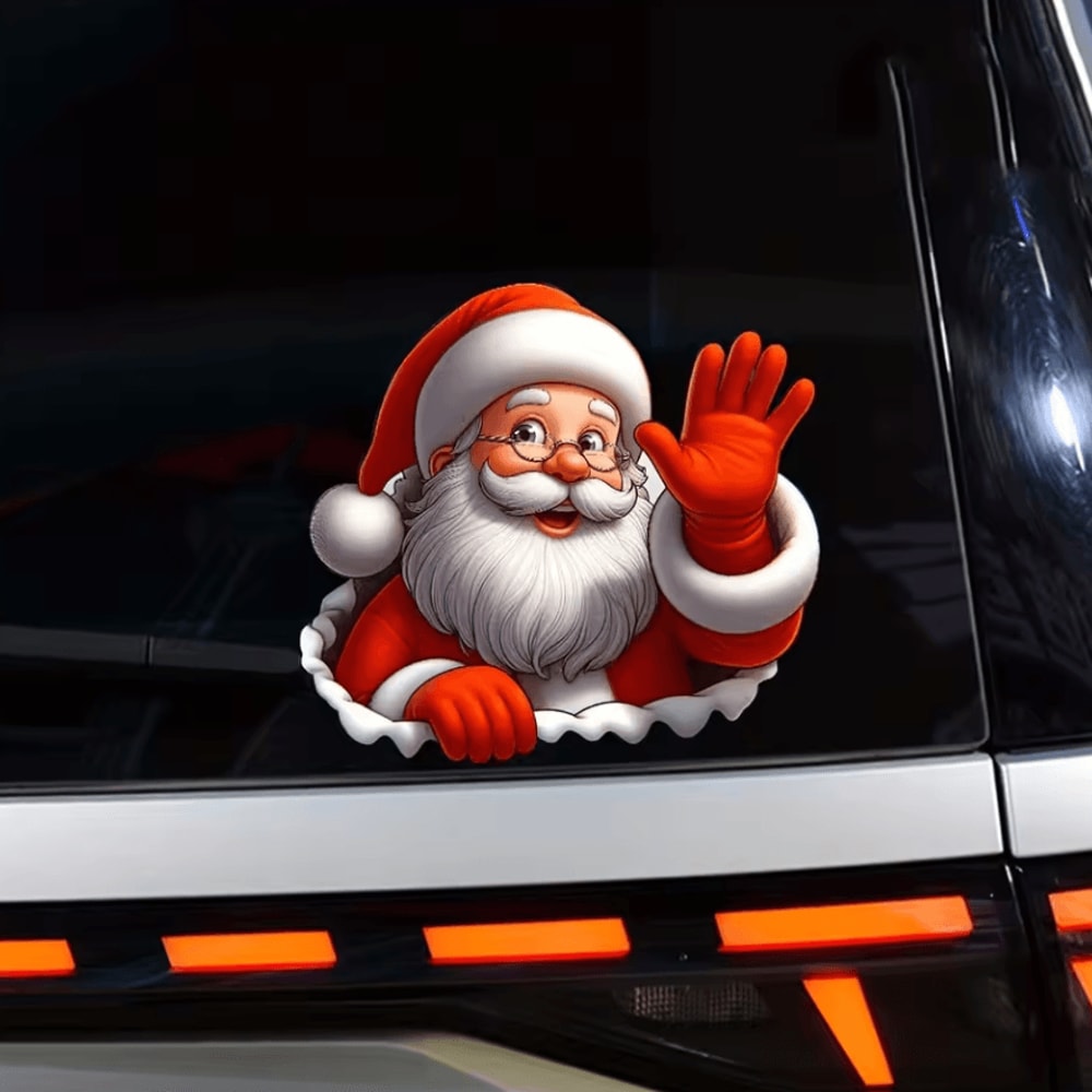 Santa Claus Waving Sticker Christmas Decorative Adhesive Decal For Cars Windows 4