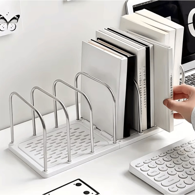 Modern PP Material Desktop Bookshelf NonSlip Office Desk Organizer Shelf 0