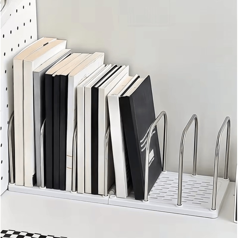 Modern PP Material Desktop Bookshelf NonSlip Office Desk Organizer Shelf 2
