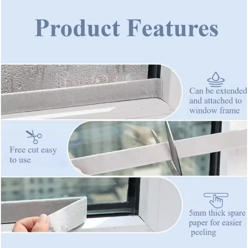 Fabric AntiCondensation Strip Tape Moisture Absorbing Window Seal 118in By 7874in 0