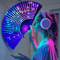 Large Carnival Folding Fan With Energetic Neon Mushroom Pattern Unisex Hand Fan 0