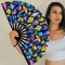 Large Carnival Folding Fan With Energetic Neon Mushroom Pattern Unisex Hand Fan 2
