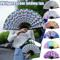 Large Carnival Folding Fan With Energetic Neon Mushroom Pattern Unisex Hand Fan 3