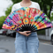 Large Carnival Folding Fan With Energetic Neon Mushroom Pattern Unisex Hand Fan 6