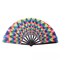 Large Carnival Folding Fan With Energetic Neon Mushroom Pattern Unisex Hand Fan 7