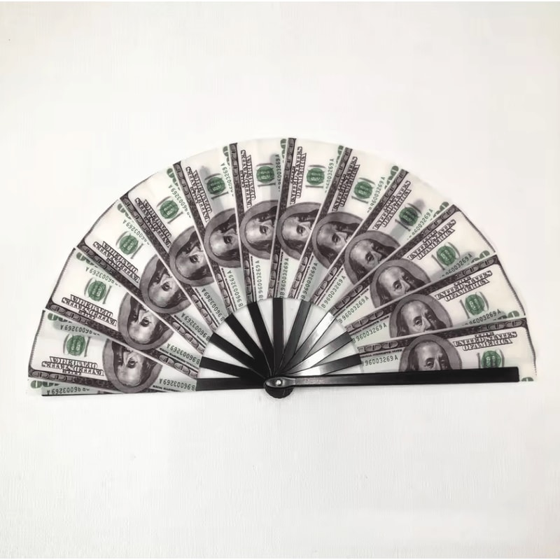 Large Carnival Folding Fan With Energetic Neon Mushroom Pattern Unisex Hand Fan 8