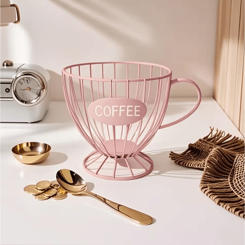 Sturdy Coffee Capsule Storage Basket Durable Iron Frame Organizer For Capsules Snacks 0