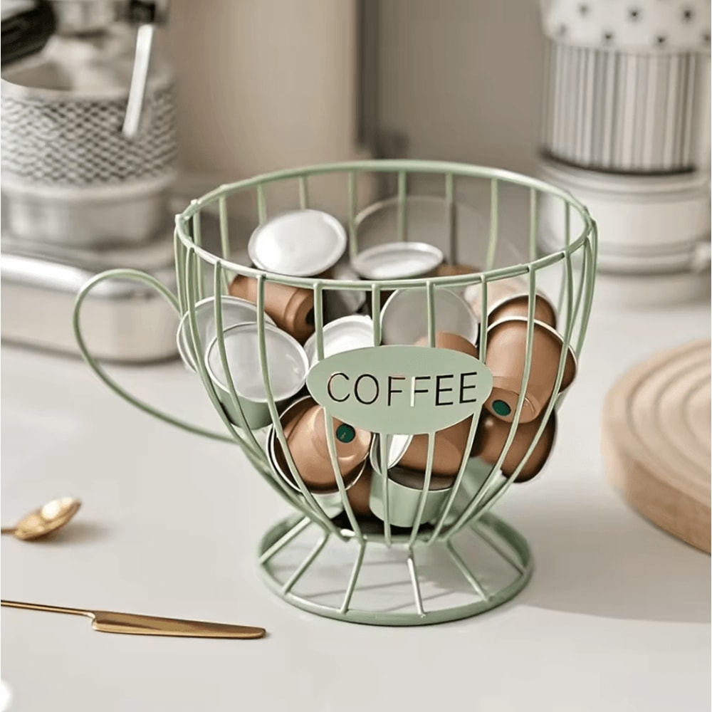 Sturdy Coffee Capsule Storage Basket Durable Iron Frame Organizer For Capsules Snacks 1