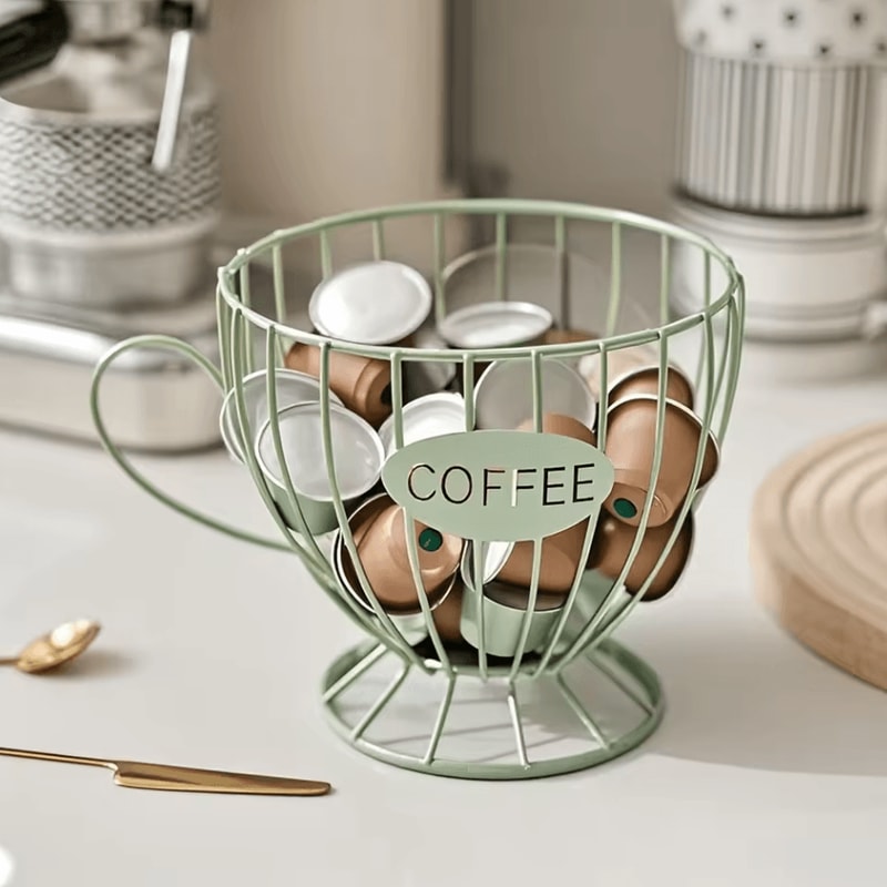 Sturdy Coffee Capsule Storage Basket Durable Iron Frame Organizer For Capsules Snacks 1