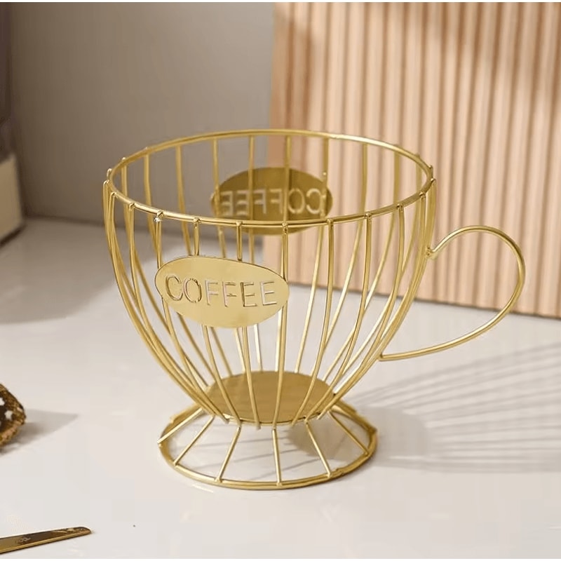 Sturdy Coffee Capsule Storage Basket Durable Iron Frame Organizer For Capsules Snacks 4