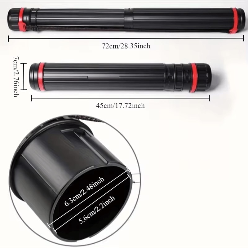 Portable Drawing Tube Adjustable Expandable Art Storage With Shoulder Strap 2