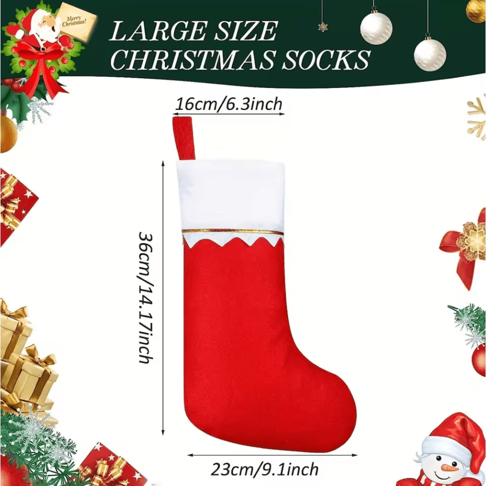 12Piece Festive Red Christmas Stockings Set Santa Claus Reindeer Design 4