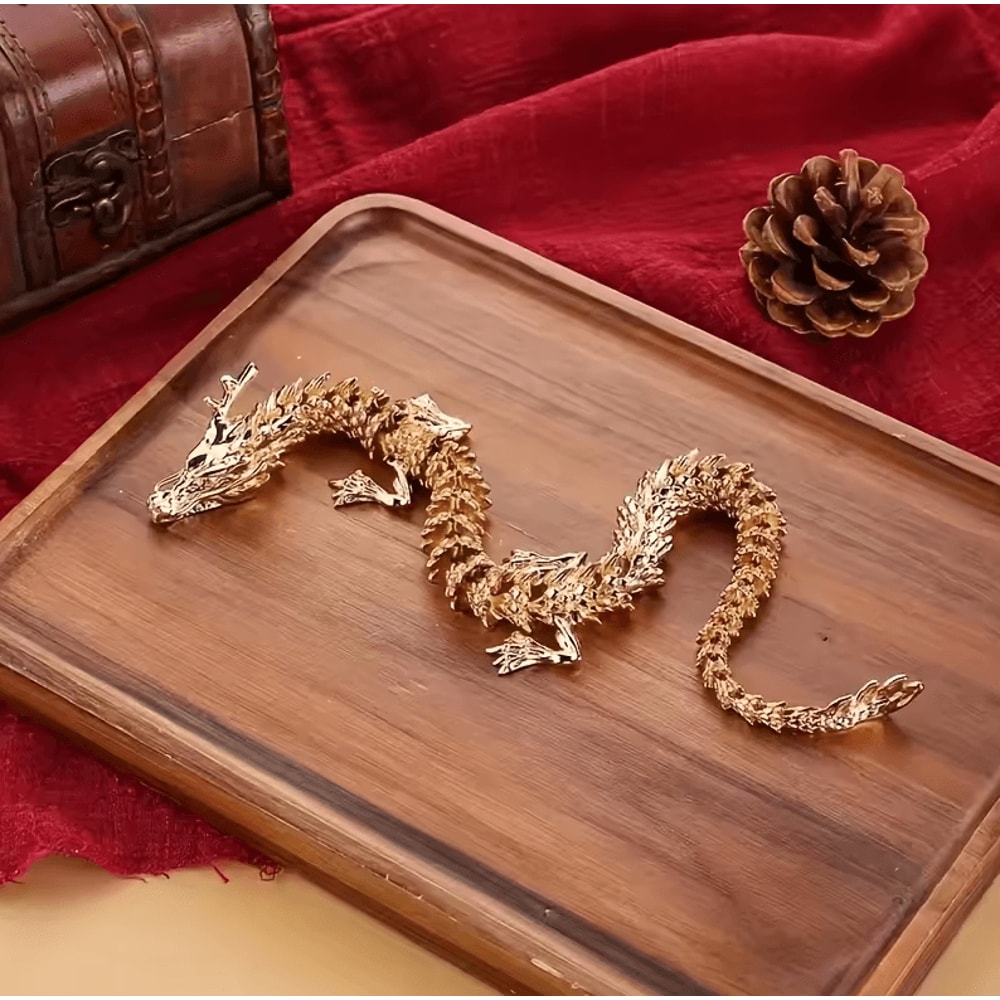 Majestic 3D Alloy Golden Dragon Statue With Movable Limbs Symbol Of Power Good Luck 3